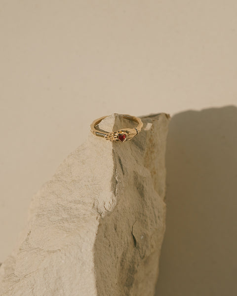 Ruby Heart in Hand Ring - Pamela Love