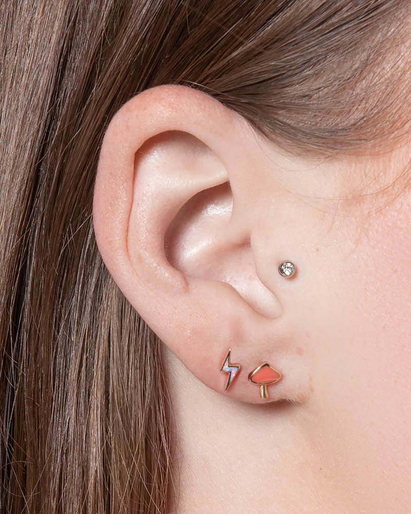 Opal Conch Ear Stud Earring 14K Solid Gold Fine Piercing Jewelry