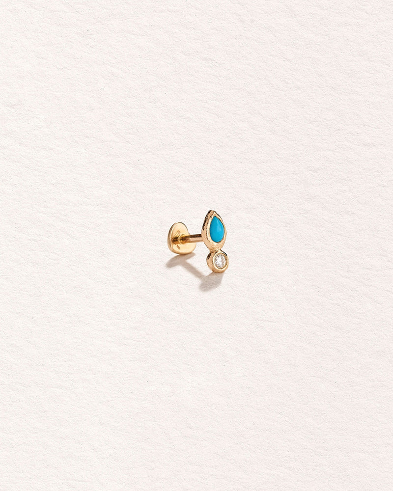 Bezel Pear Stud