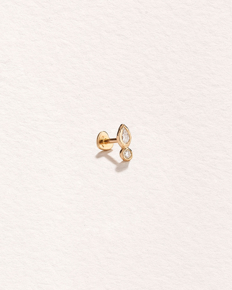 Bezel Pear Stud