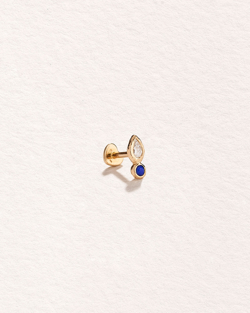 Bezel Pear Stud