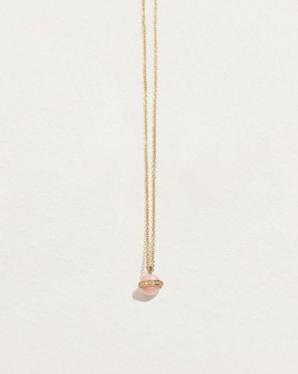 pink opal saturn pendant