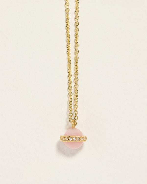 pink opal necklace with diamonds