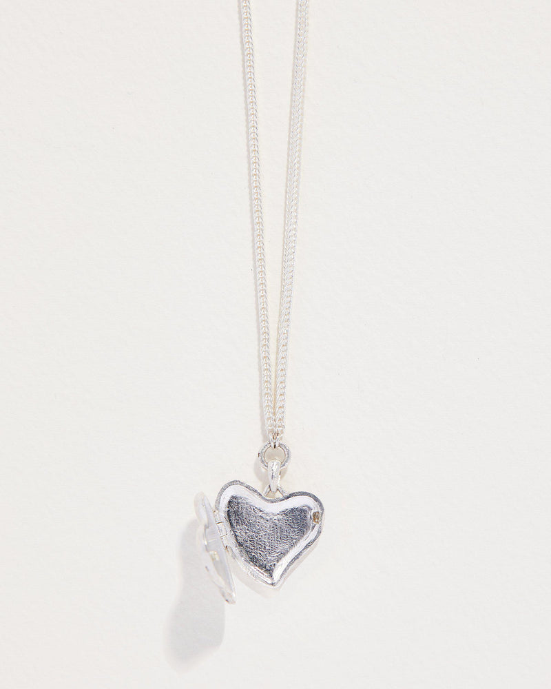 silver heart locket necklace