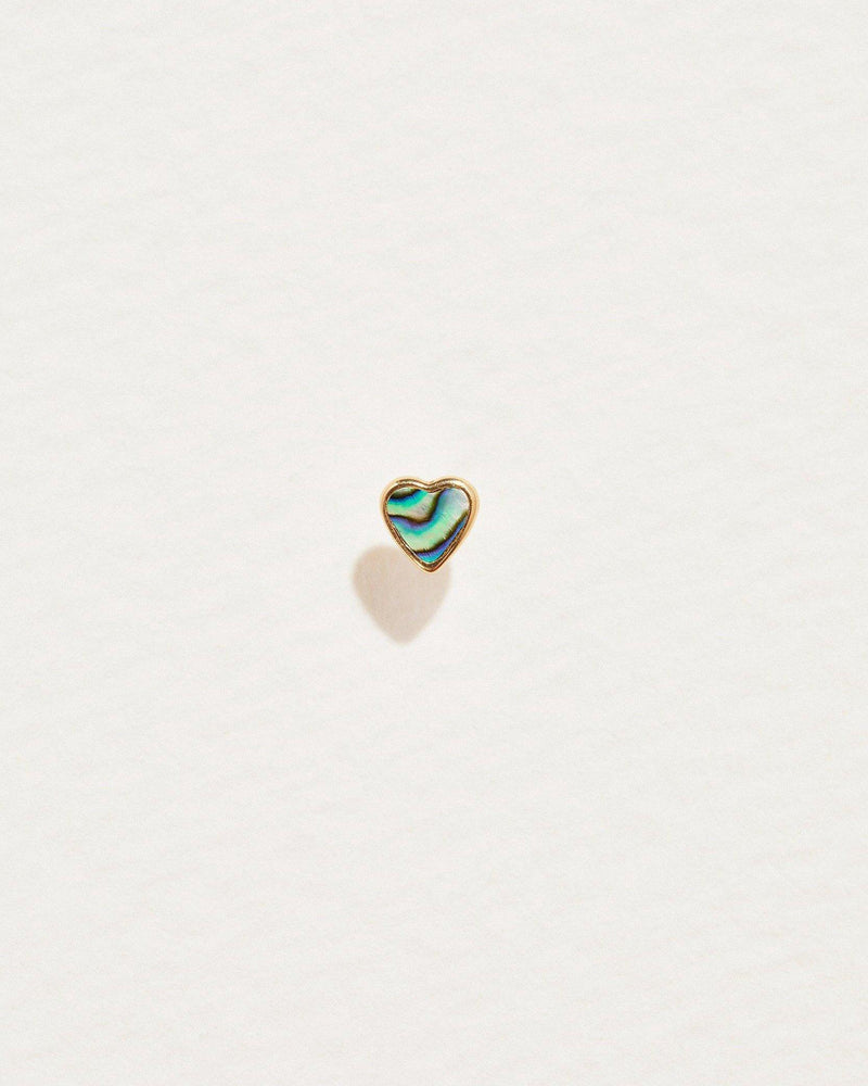 abalone heart stud piercing