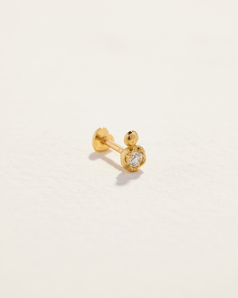 Diamond Gold Molten Double Dot Stud Earring - Pamela Love