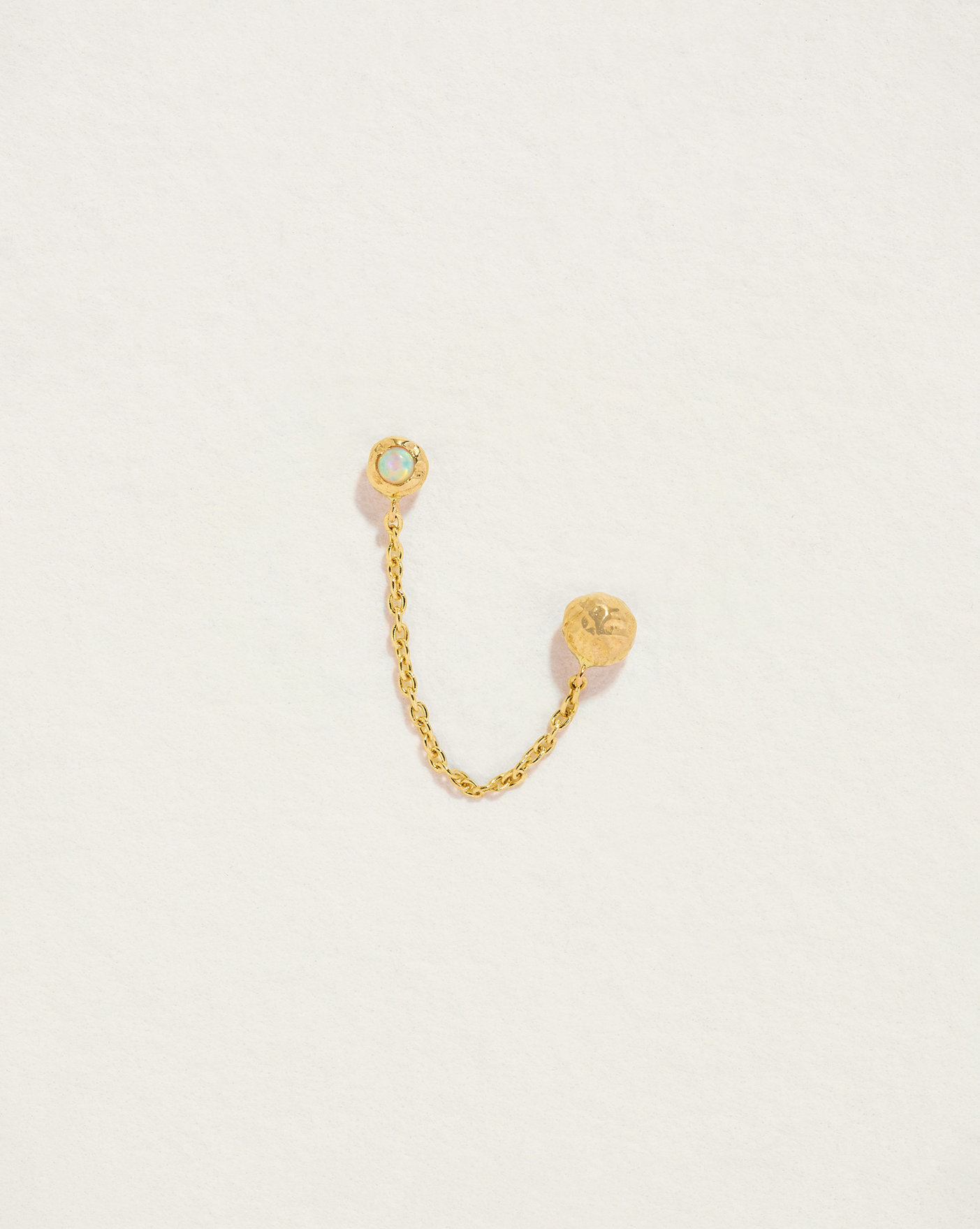 gold chain stud earring with opal