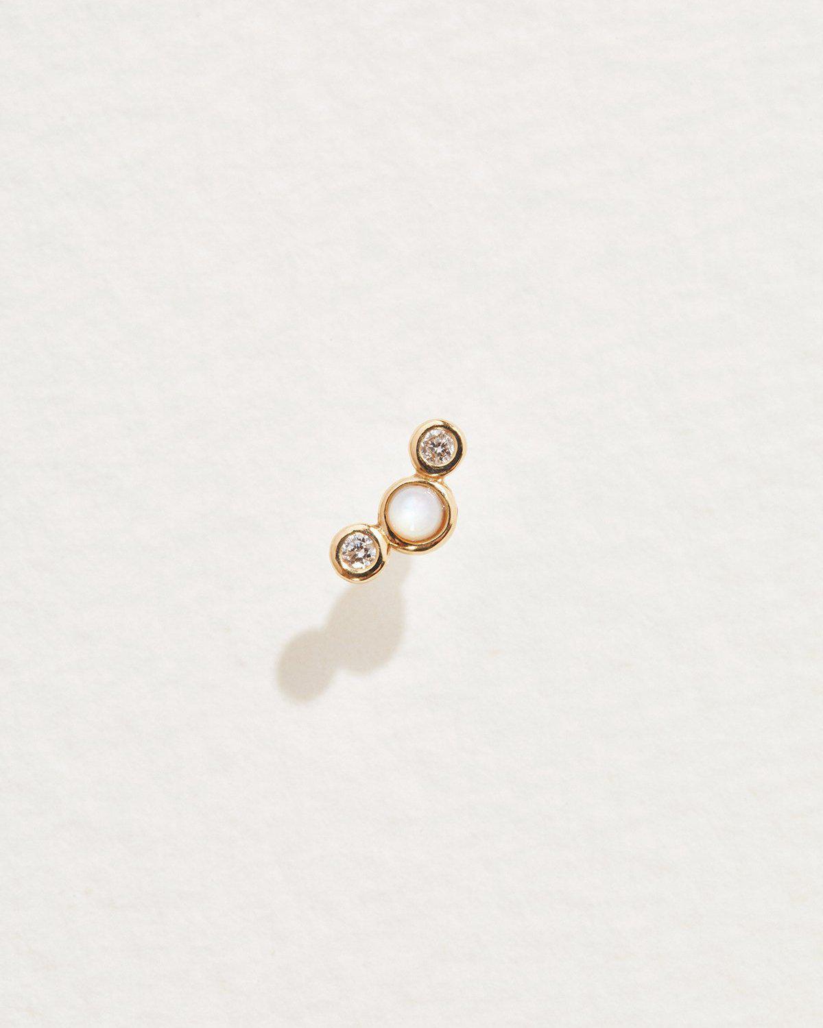 bezel set crescent stud piercing