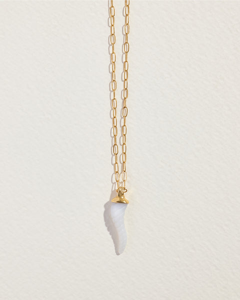 white agate horn pendant